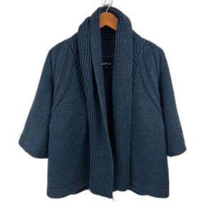 Berretti Navy Open Front Chunky Open Sweater Cardigan Size Small